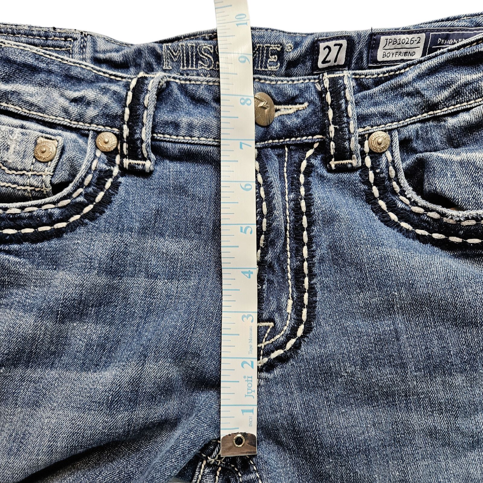 Miss Me Y2K Miss Me Women Junior Boyfriend Crop Jeans Sz. 27x25 Blue Size 27" / US 4 / IT 40 - 13 Thumbnail
