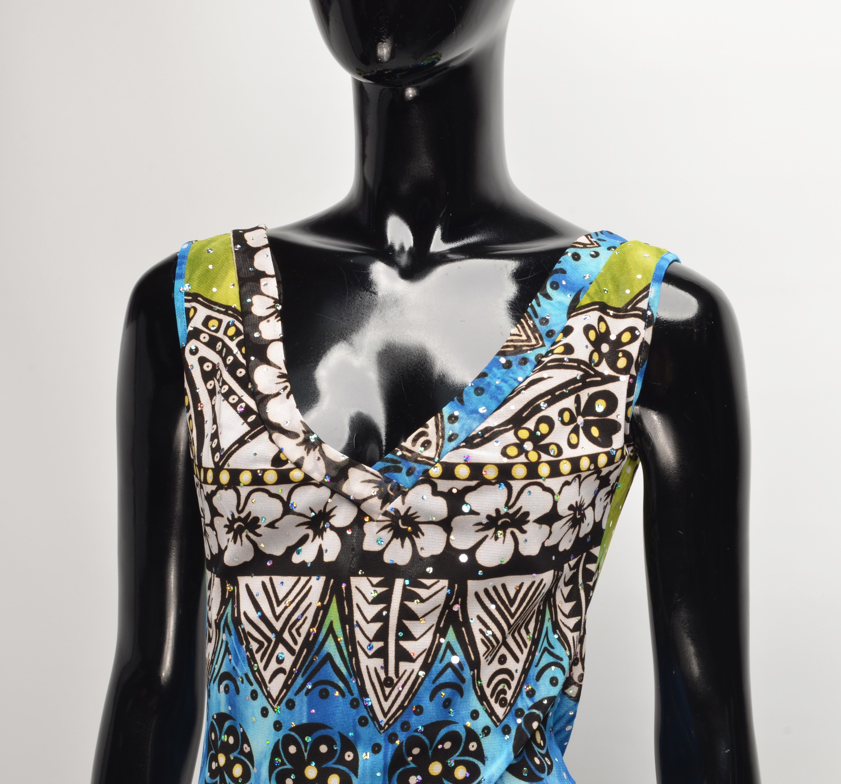 Vintage Vintage Y2K Mesh Sparkle Printed Top Size S / US 4 / IT 40 - 2 Thumbnail