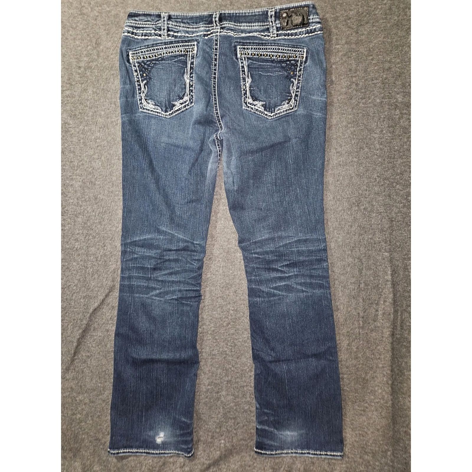 Silver Jeans Co. Silver Jeans Co Tuesday Mid Slim Boot Jeans Womens 16 Blue Distressed Denim Size 38" / US 16 / IT 52 - 7 Thumbnail