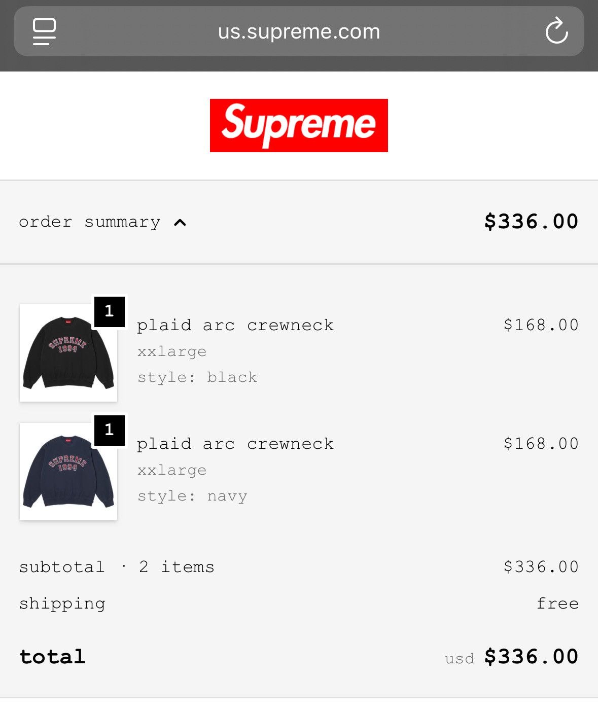 Supreme Supreme Plaid Arc Crewneck Black Size XXL Size US XXL / EU 58 / 5 - 7 Thumbnail