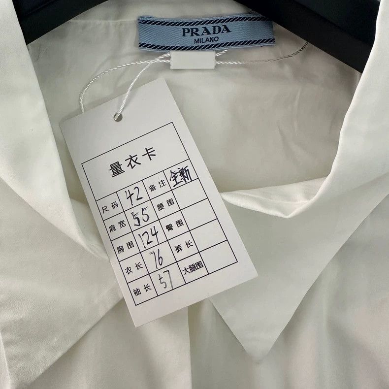 Prada Prada Cotton logo long-sleeved white shirt 2503-Nextarrow Size US XS / EU 42 / 0 - 5 Thumbnail