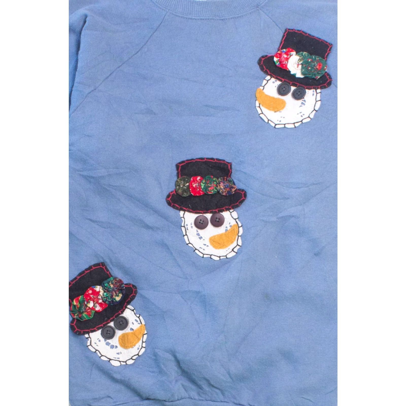 Vintage VINTAGE Blue Ugly Christmas Sweatshirt 58286 X-Large Blue Christmas Sweatshirt Mens Womens 1990s Snowmen Size XL / US 12-14 / IT 48-50 - 2 Thumbnail
