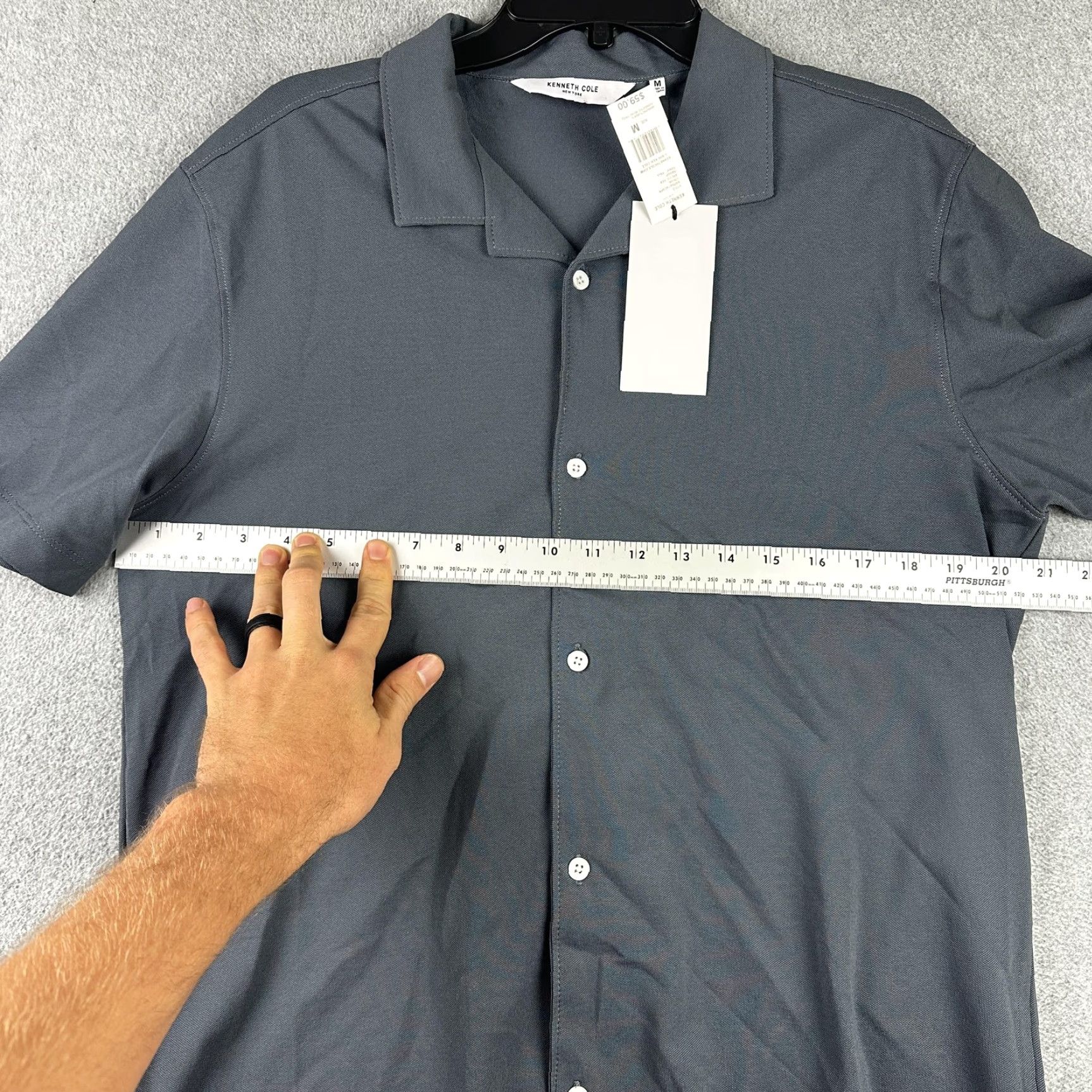 Kenneth Cole Kenneth Cole Shirt Mens Medium Arctic Sea Blue Button Up Short Sleeve Modern New Size US M / EU 48-50 / 2 - 3 Thumbnail