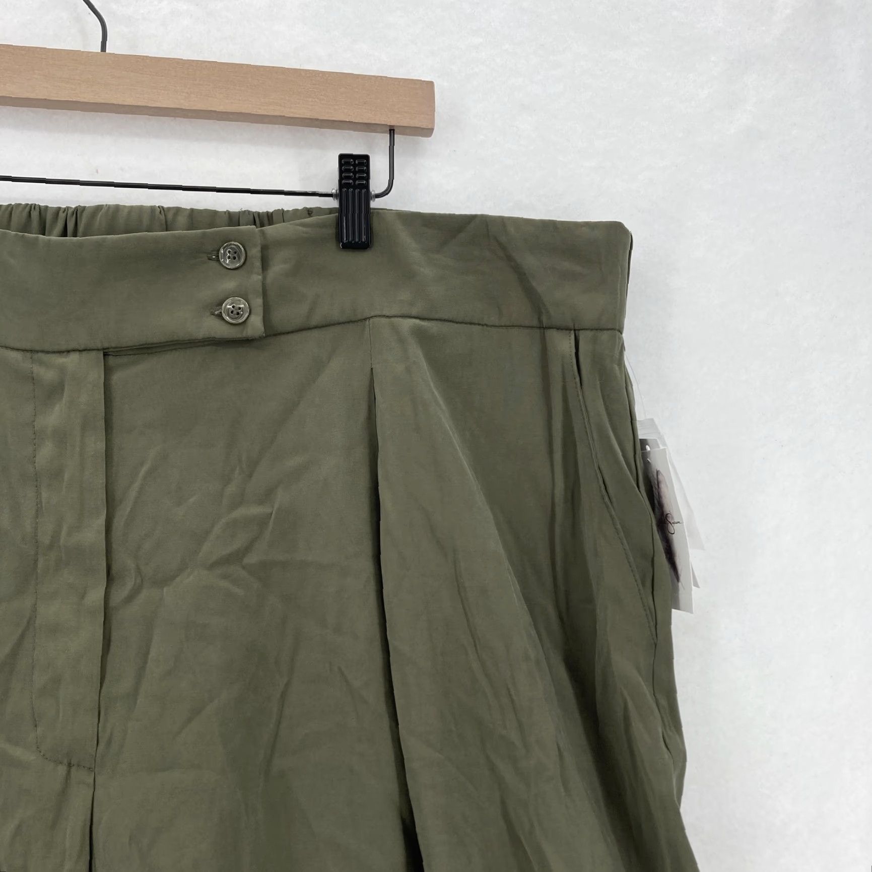 Jessica Simpson Jessica Simpson Pants Womens 22W Olive Melba Pleated Wide-Leg Crop Elastic Waist Pants Size 40" / US 18 - 3 Thumbnail