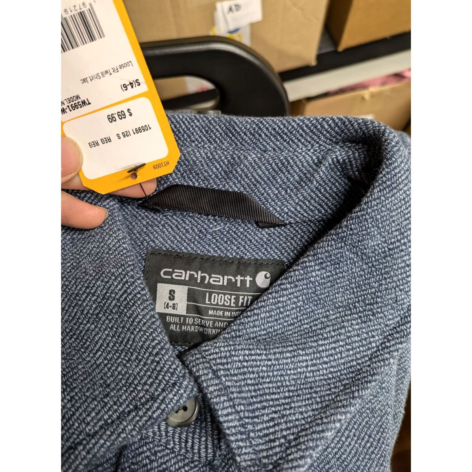 Carhartt Carhartt Women Blue Shirt Jacket Shacket Medium LOOSE Fit Side Pocket Casual Workwear Cotton NWT Size M / US 6-8 / IT 42-44 - 7 Thumbnail