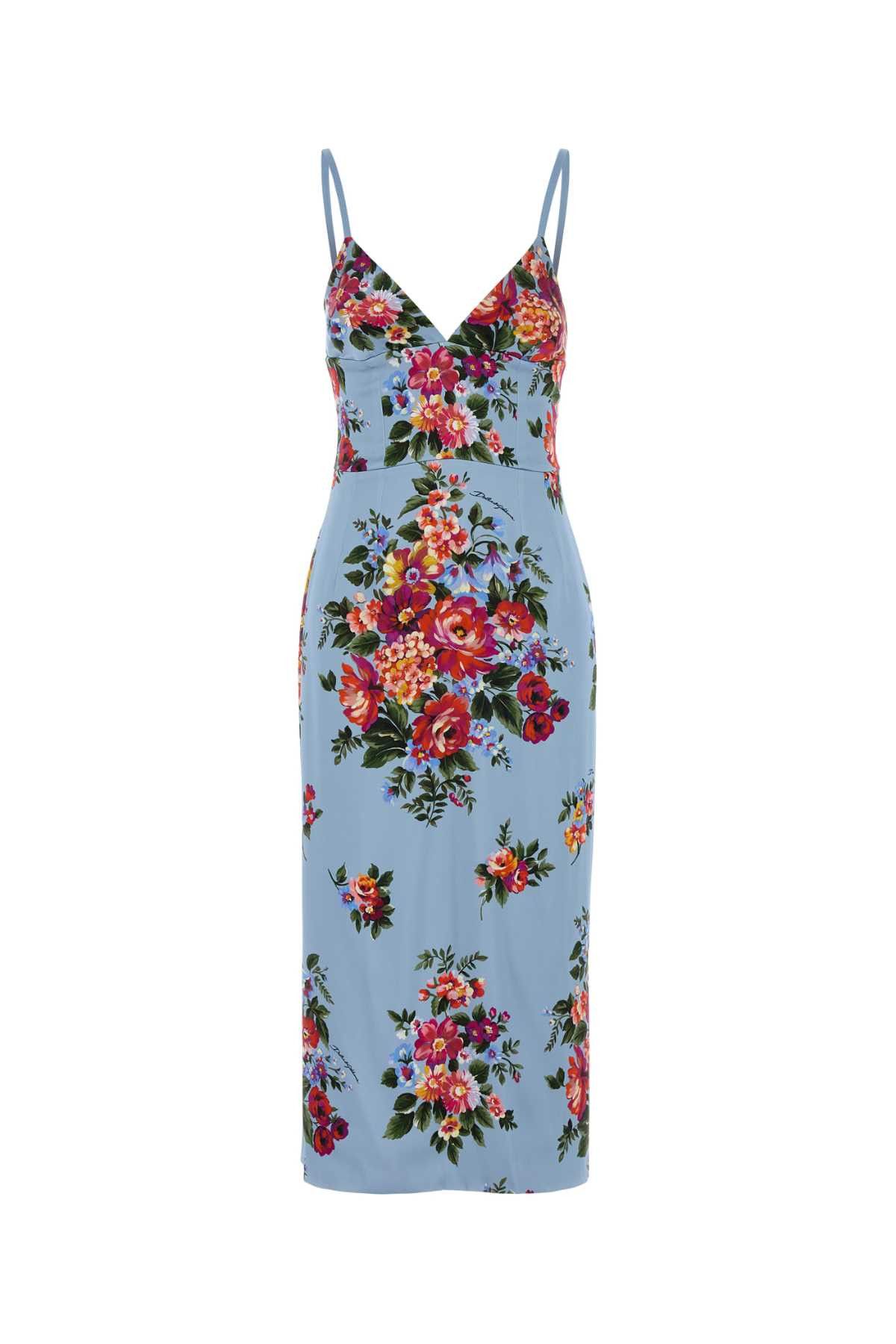 Dolce & Gabbana Printed Stretch Satin Dress Size M / US 6-8 / IT 42-44 - 1 Thumbnail