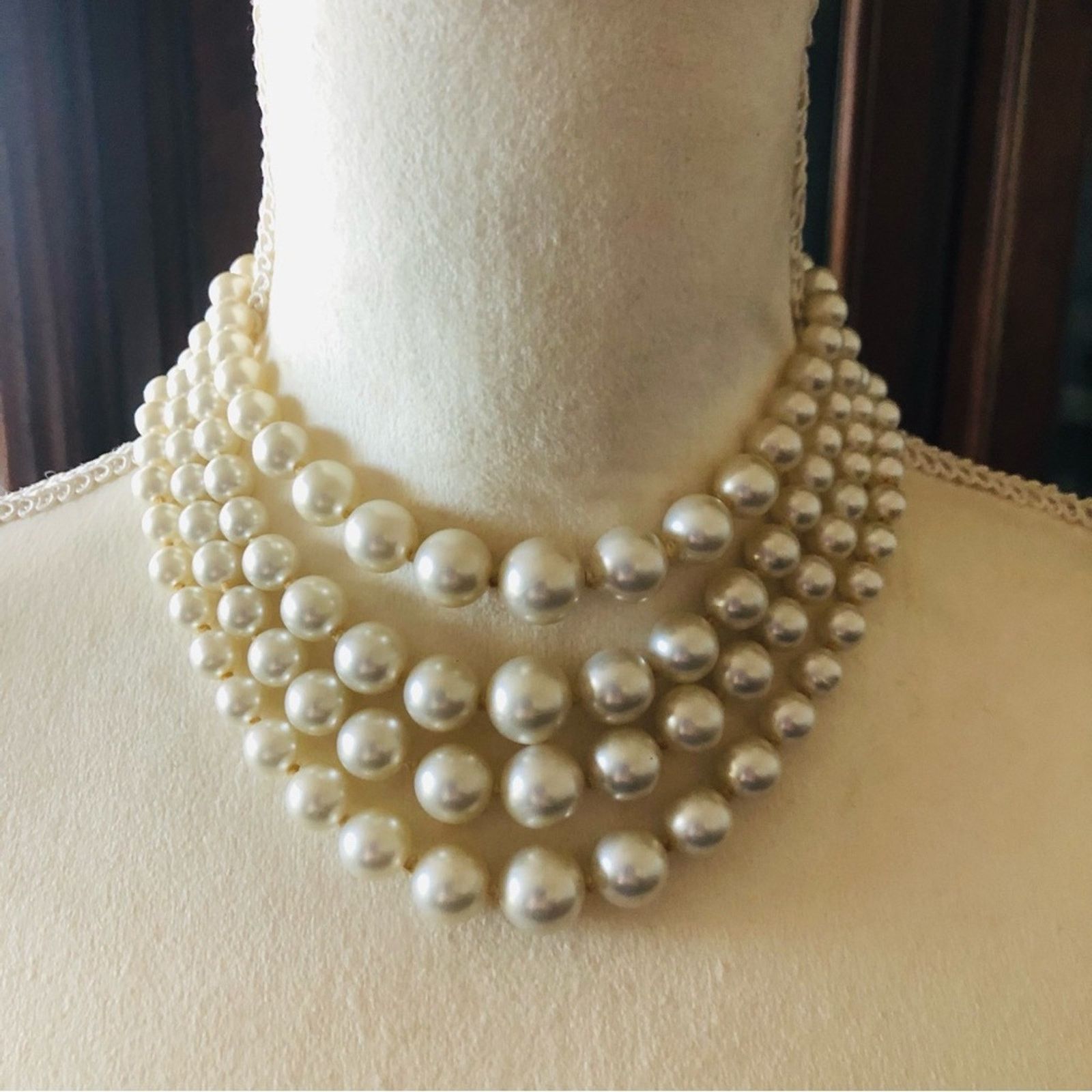 Vintage Vintage mid century quad graduated strand choker necklace Size ONE SIZE - 2 Thumbnail