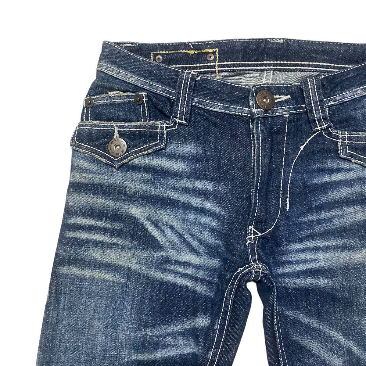 Japanese Brand ARMY OF NO Whisker Denim Flare Jeans Size US 30 / EU 46 - 4 Thumbnail