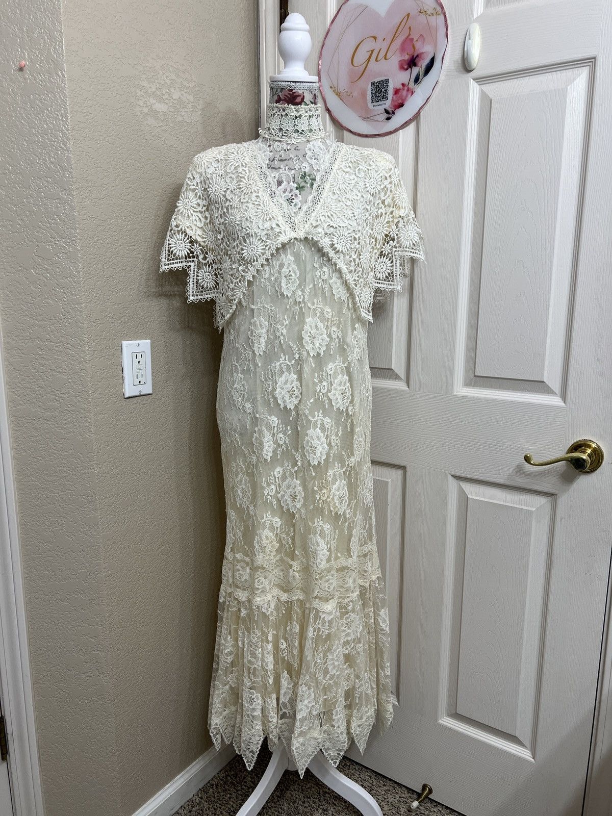 Jessica McClintock VTG 80s JESSICA MCCLINTOCK Ivory Lace Victorian StyleWedding Size M / US 6-8 / IT 42-44 - 1 Thumbnail
