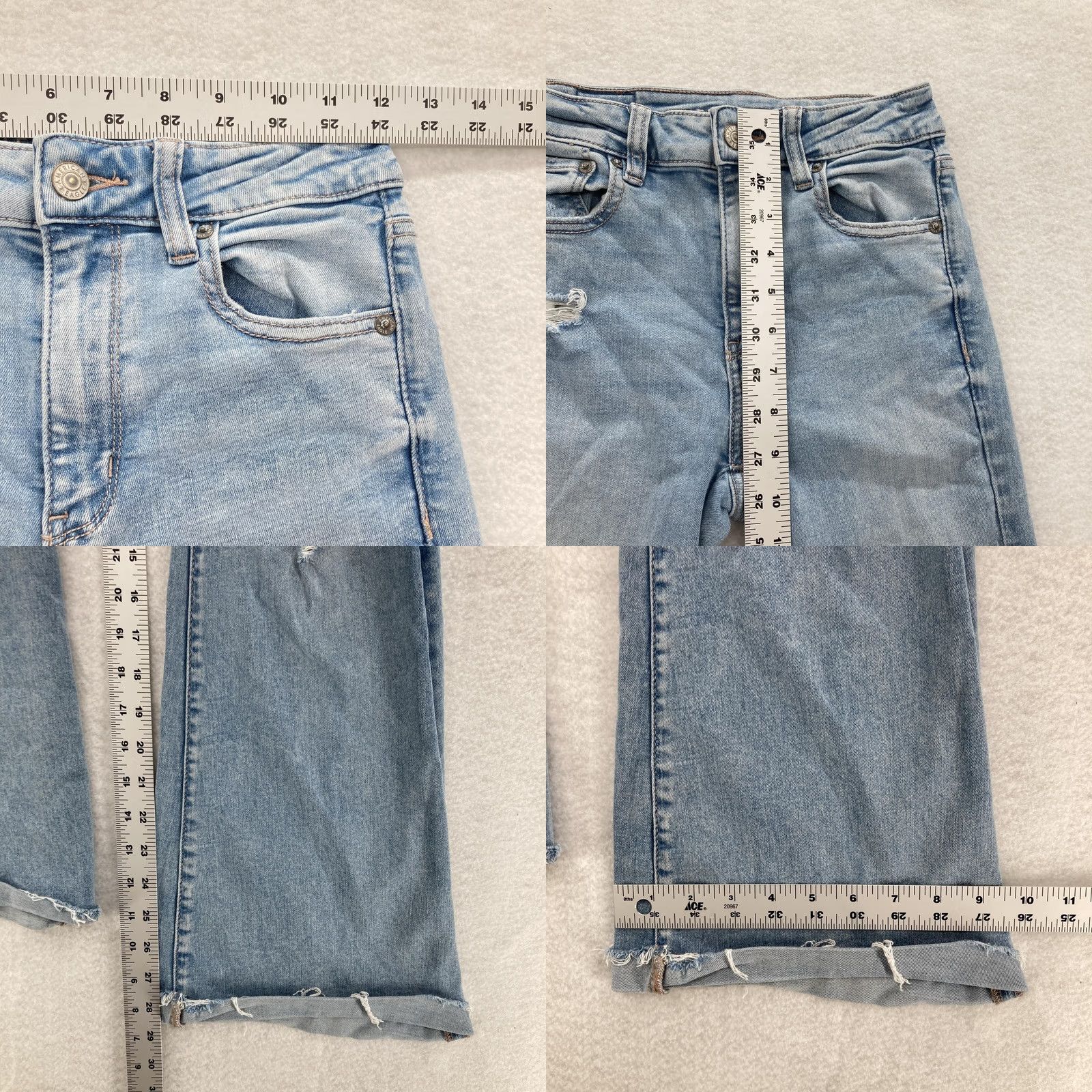 American Eagle Outfitters VINTAGE American Eagle Outfitters Jeans Womens 0 Flared Leg Blue High Rise 29in Stretch Distressed Womens Size 25" / US 0 / IT 36 - 8 Thumbnail
