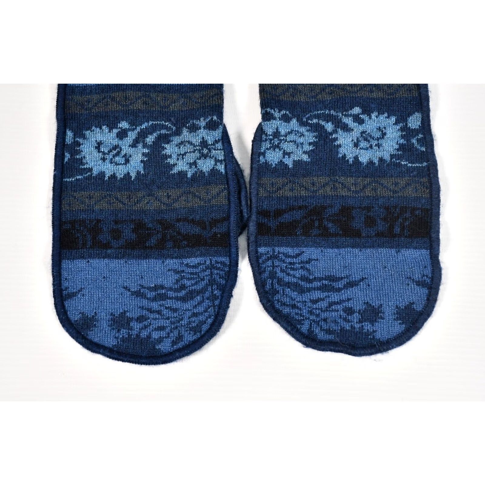 Vintage Oleana Wool & Silk Floral Mitten Gloves Blue One Size Womens Winter Size ONE SIZE - 5 Thumbnail