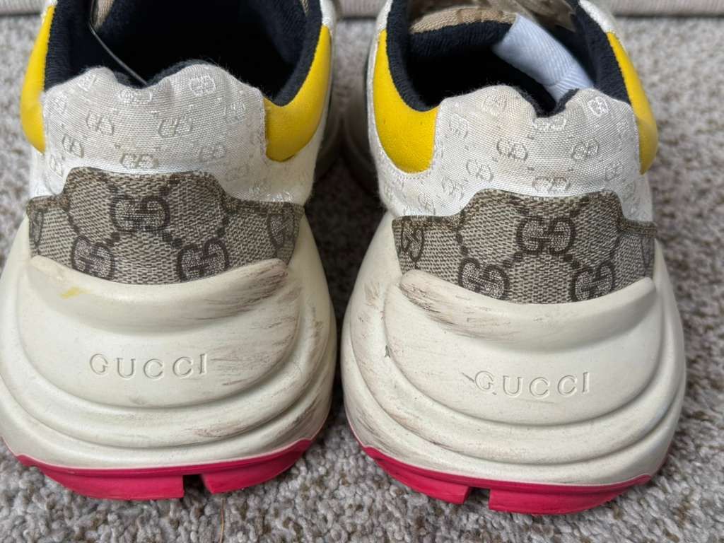 Gucci Gucci GG Rhyton Sneakers - Beige, Navy, & Yellow - Size 9+ Size US 9 / EU 42 - 7 Thumbnail