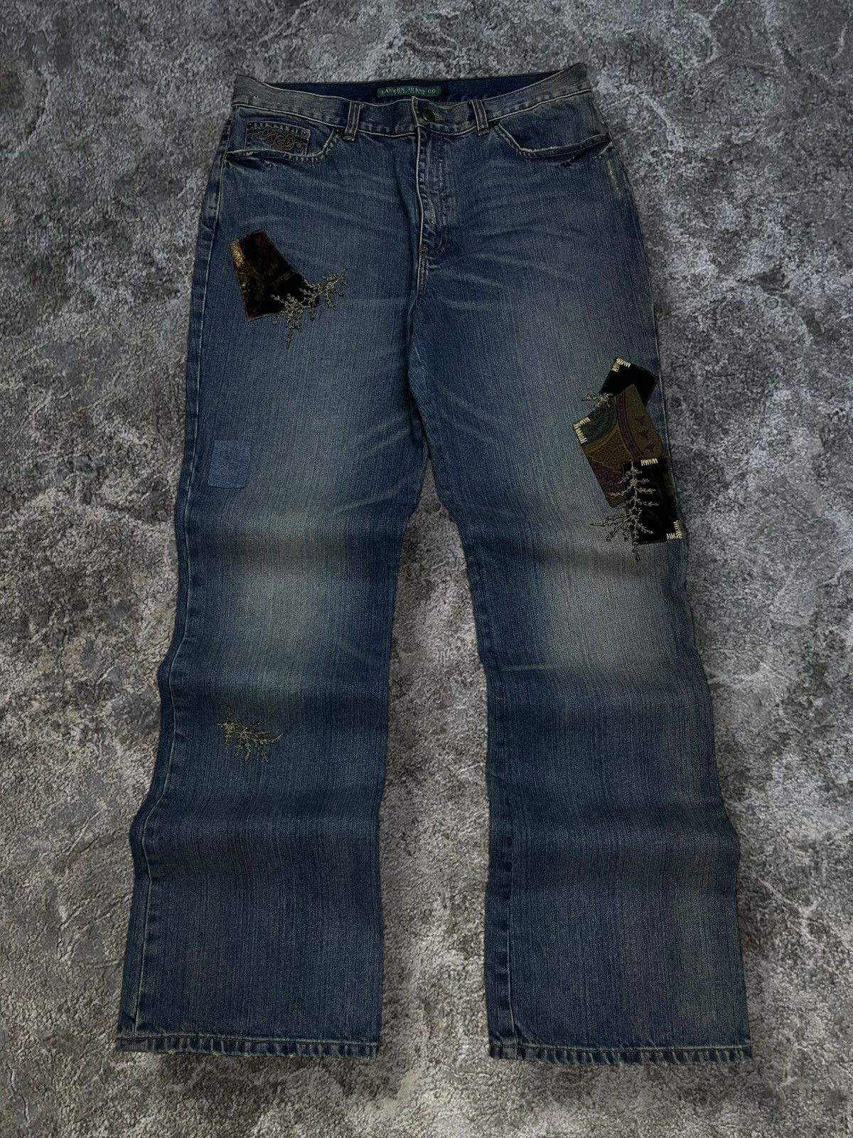 Designer × Polo Ralph Lauren × Vintage Vintage Designer Polo Ralph Lauren Flared Patchwork Jeans Size US 32 / EU 48 - 1 Thumbnail