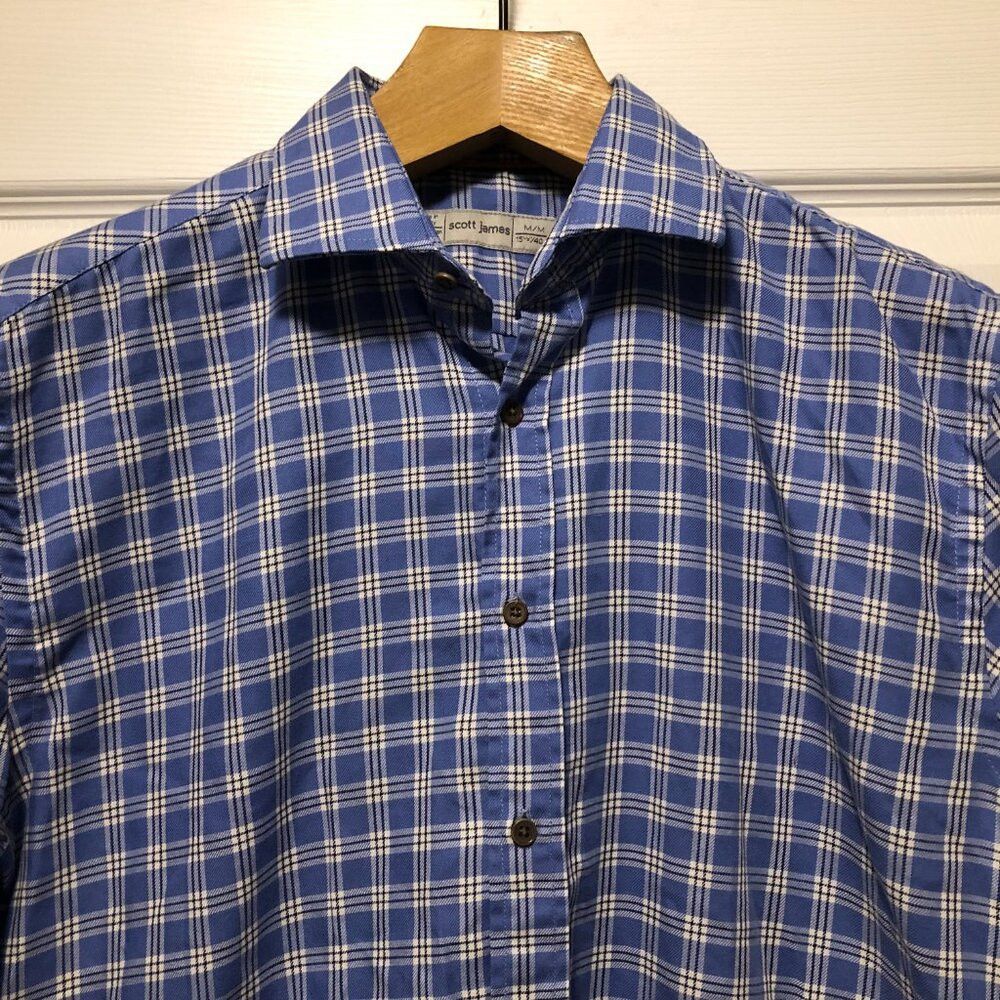 Scott James Scott James men's blue cotton casual shirt size: M Size US M / EU 48-50 / 2 - 3 Thumbnail
