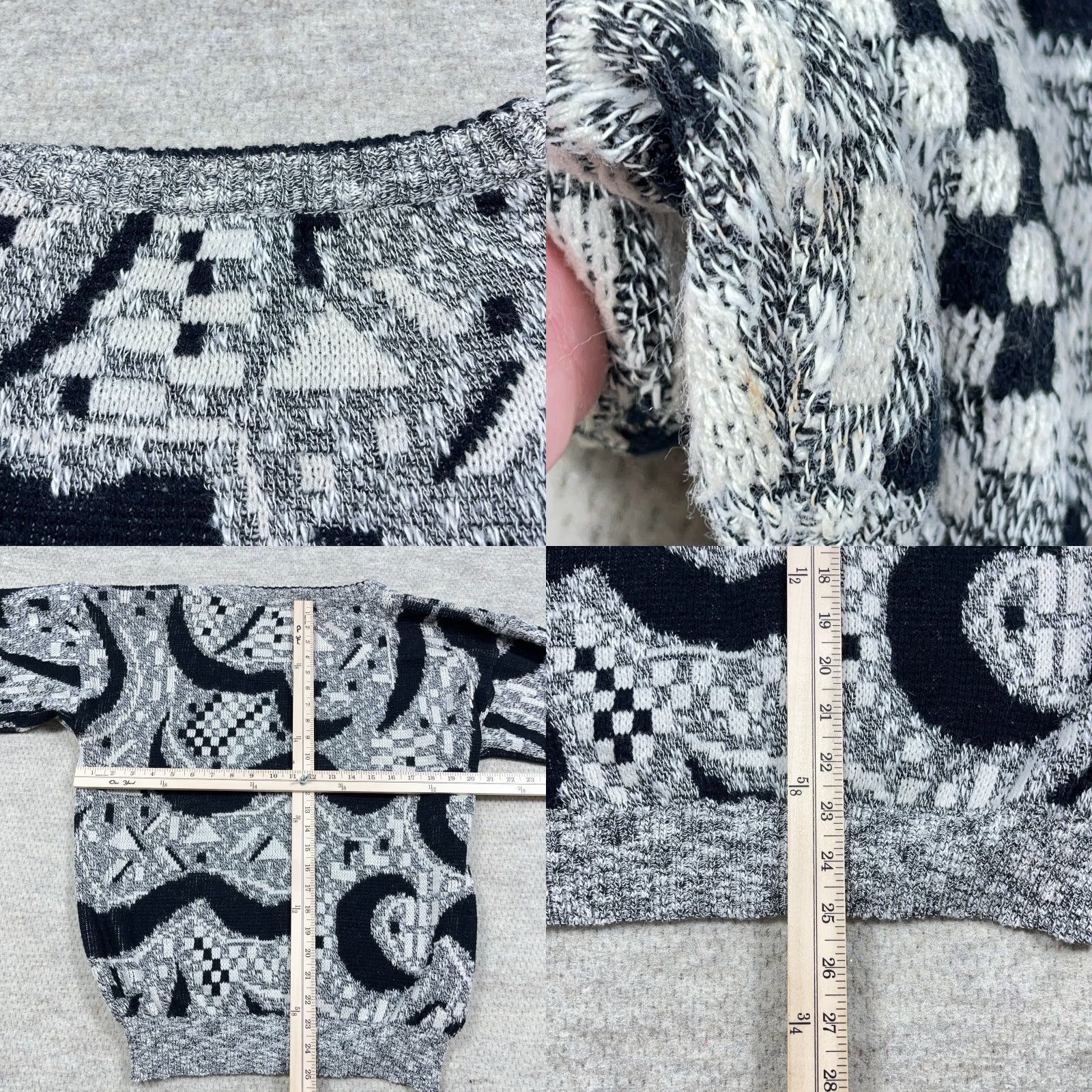 Vintage VINTAGE Cardigan Sweater Men L Gray Geometric Acrylic 90s Zeppelin Classic American Preppy Teacher Geometric Pattern Cardigan Knit Size US L / EU 52-54 / 3 - 9 Thumbnail