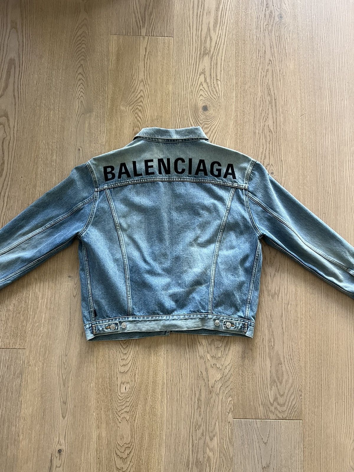 image of Balenciaga Denim Jacket in Blue, Men's (Size Small)