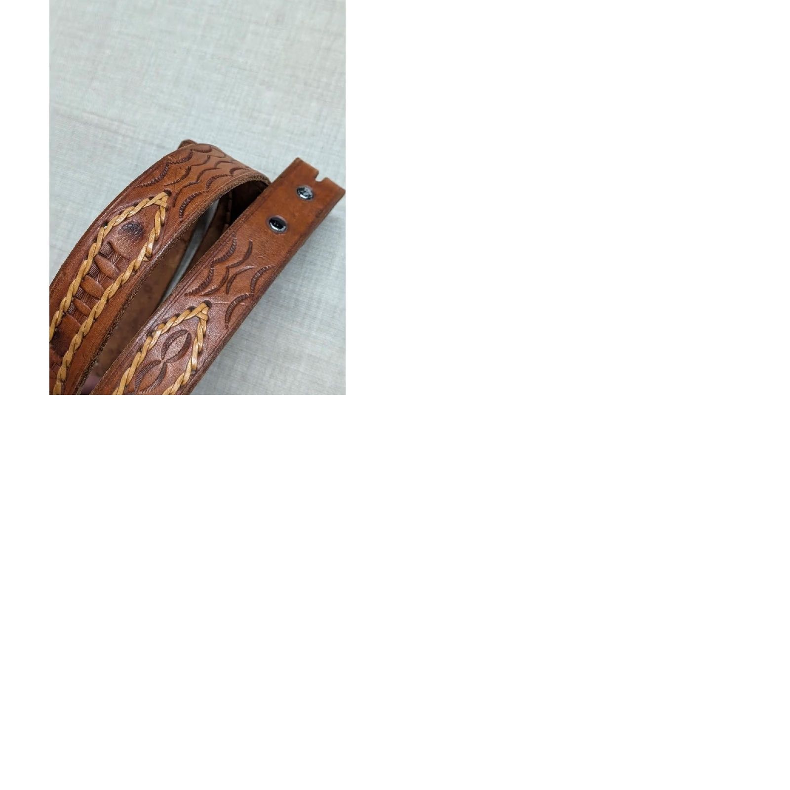 Vintage VINTAGE TOOLED buckle belt WESTERN handcrafted 36 leather COWHIDE brown COWBOY Size 36 - 9 Thumbnail