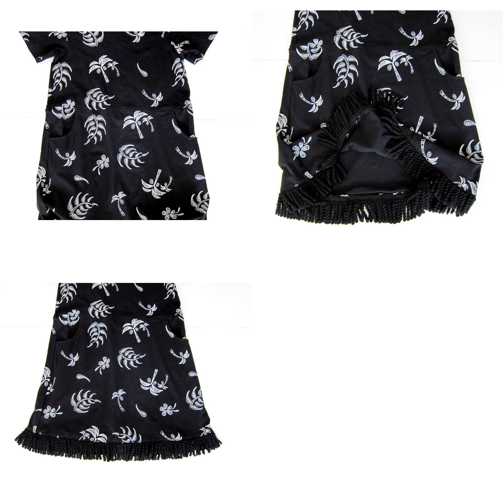 Vintage VINTAGE Red Ginger Black White 100% Cotton Palm Tree Fringe Pocket Tunic Dress L Size L / US 10 / IT 46 - 8 Thumbnail