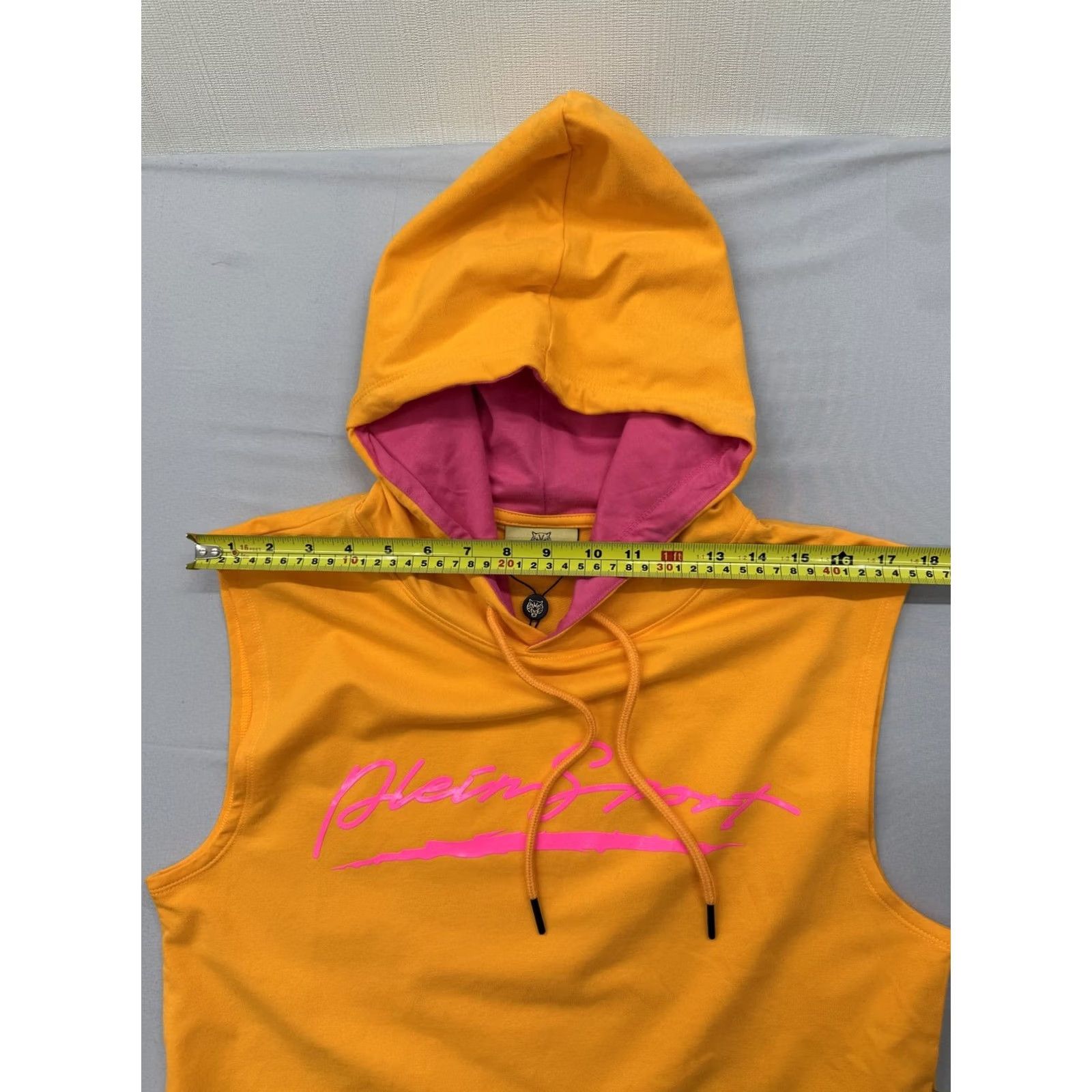 Vintage Plein Sport Yellow Sleeveless Hoodie Women Logo Tiger Print Size L / US 10 / IT 46 - 5 Thumbnail