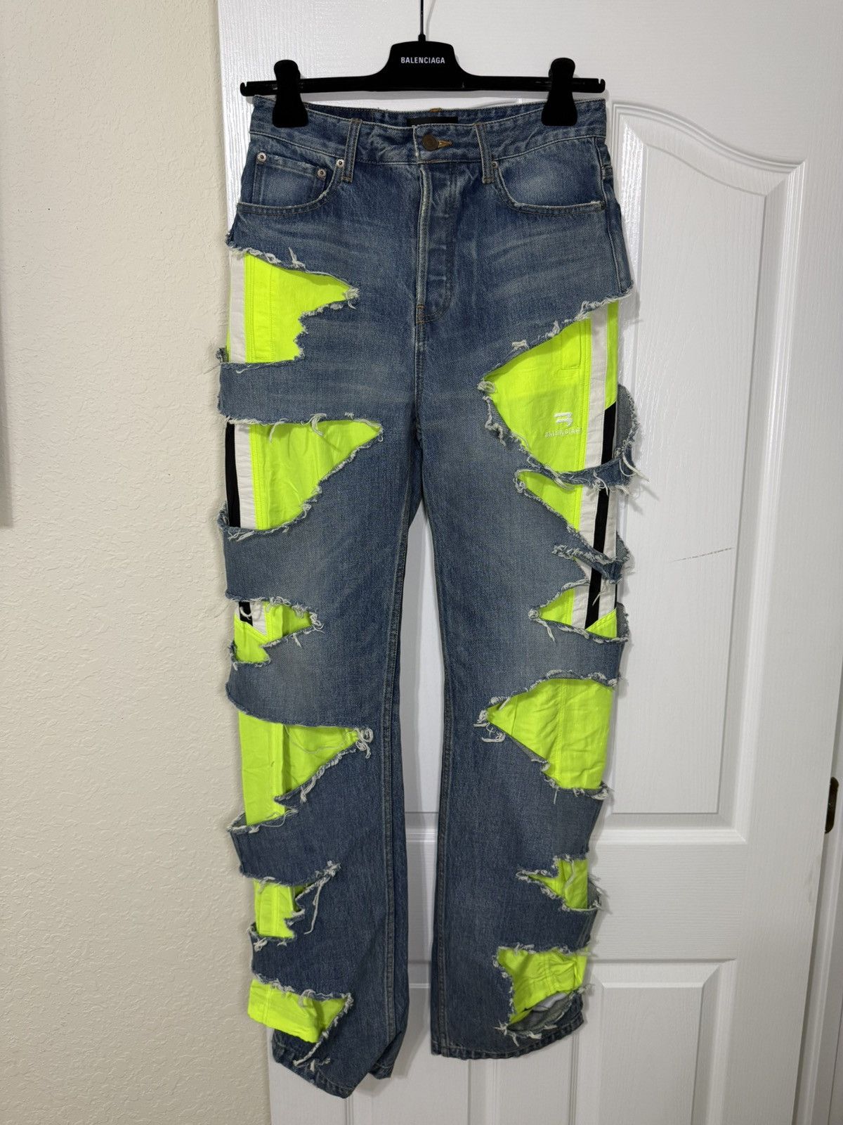 Balenciaga Balenciaga Slashed Denim Trackpants SAMPLE Size US 30 / EU 46 - 1 Thumbnail