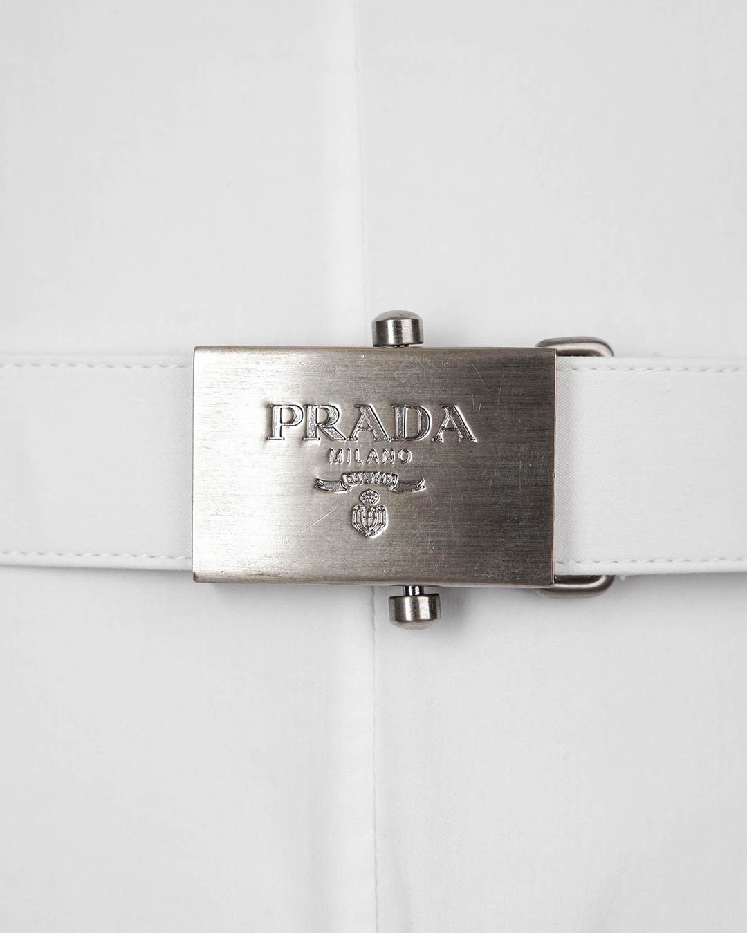 Prada Prada 1995 White Belted Dress Size L / US 10 / IT 46 - 10 Thumbnail