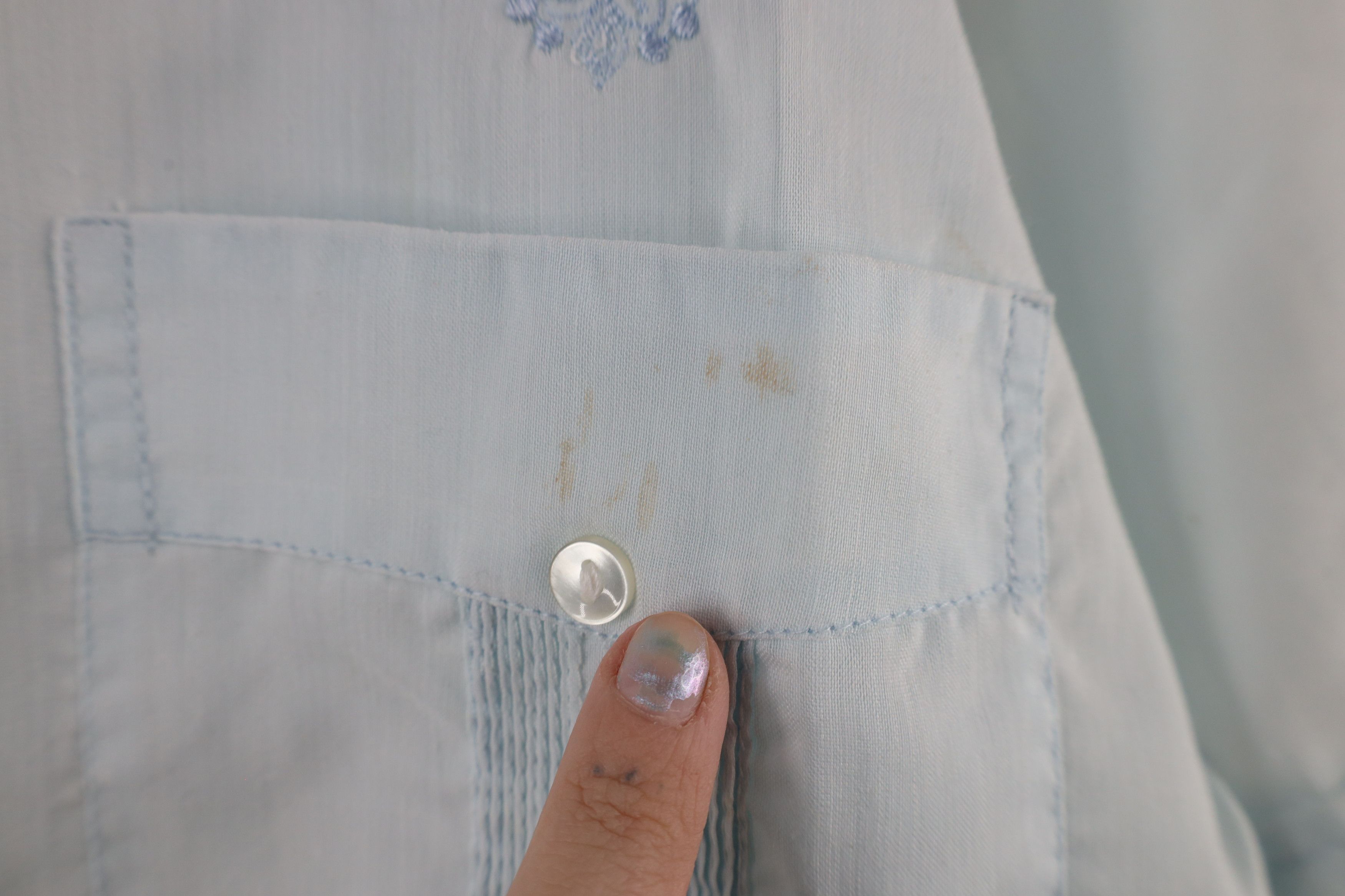 Vintage Vintage 50s 60s Guayabera Camp Collar Button Shirt Blue Size US L / EU 52-54 / 3 - 4 Thumbnail