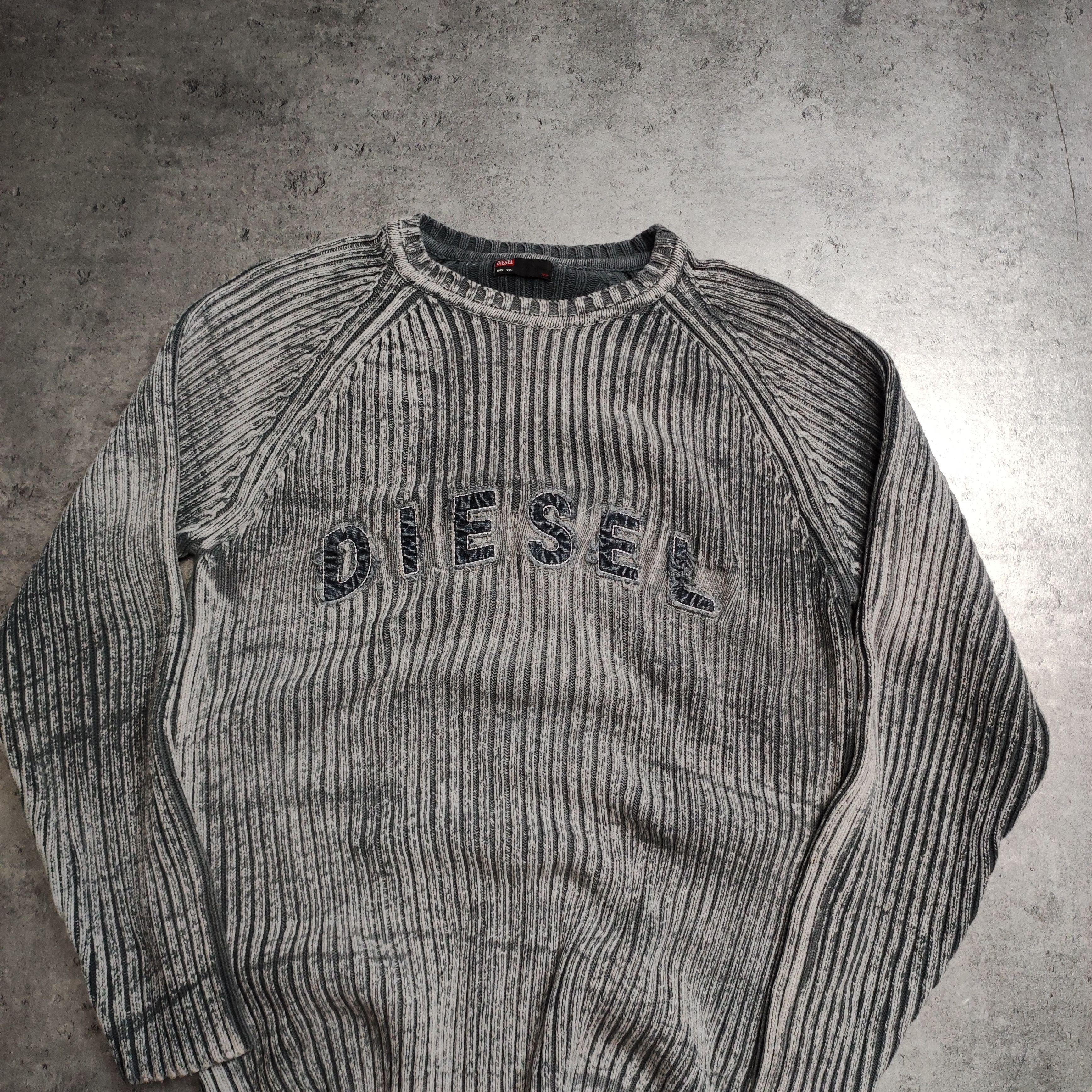 Diesel RARE Archive Y2k Dark Gray Denim Logo Diesel Knit Sweater Size US XXL / EU 58 / 5 - 3 Thumbnail