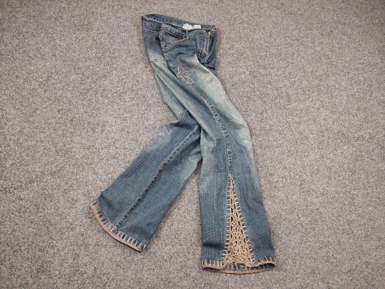 If Six Was Nine Yendi Paris Vintage Y2K Style Flared Denim Low Rise Jeans Size 42" / US 20 - 2 Thumbnail