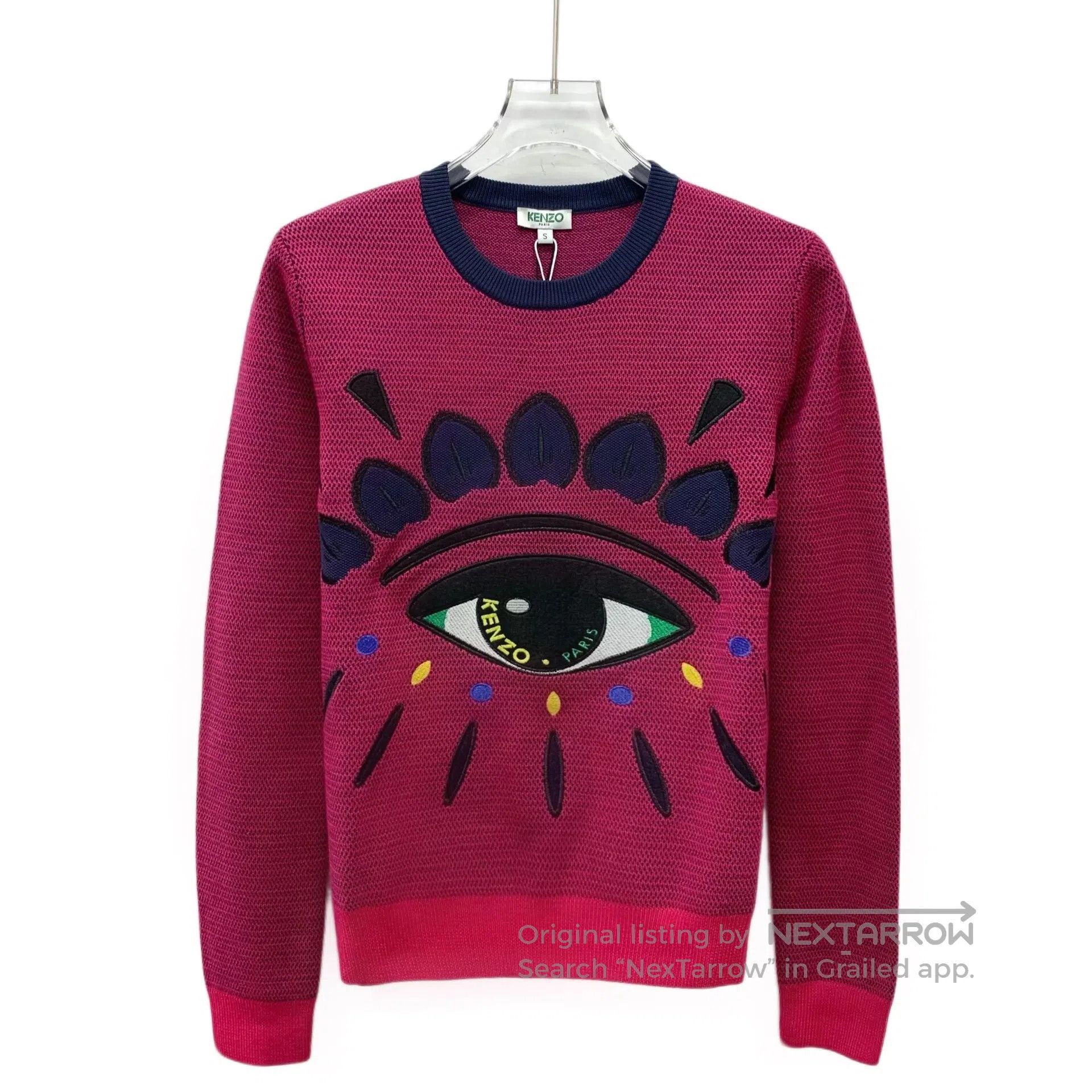 Kenzo Kenzo Pink logo eye embroidery round neck wool knitted swe Size US S / EU 44-46 / 1 - 1 Thumbnail