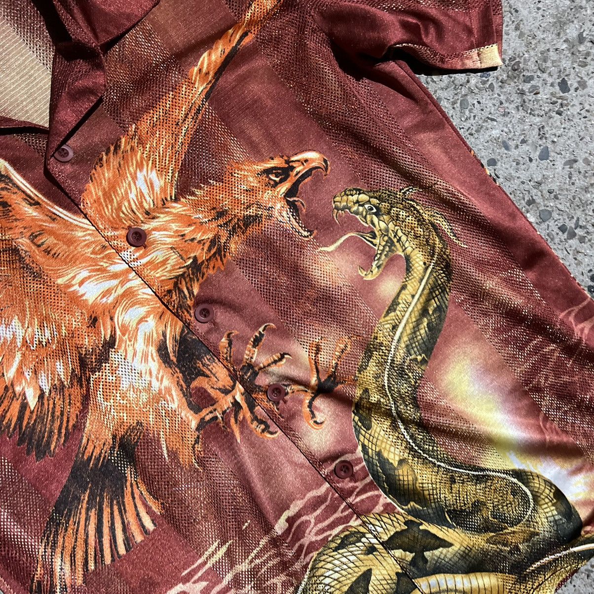 Japanese Brand × Vintage Vintage Y2K Rare Alt Tribal Dragon Skull Hawaiian Shirt Size US M / EU 48-50 / 2 - 5 Thumbnail
