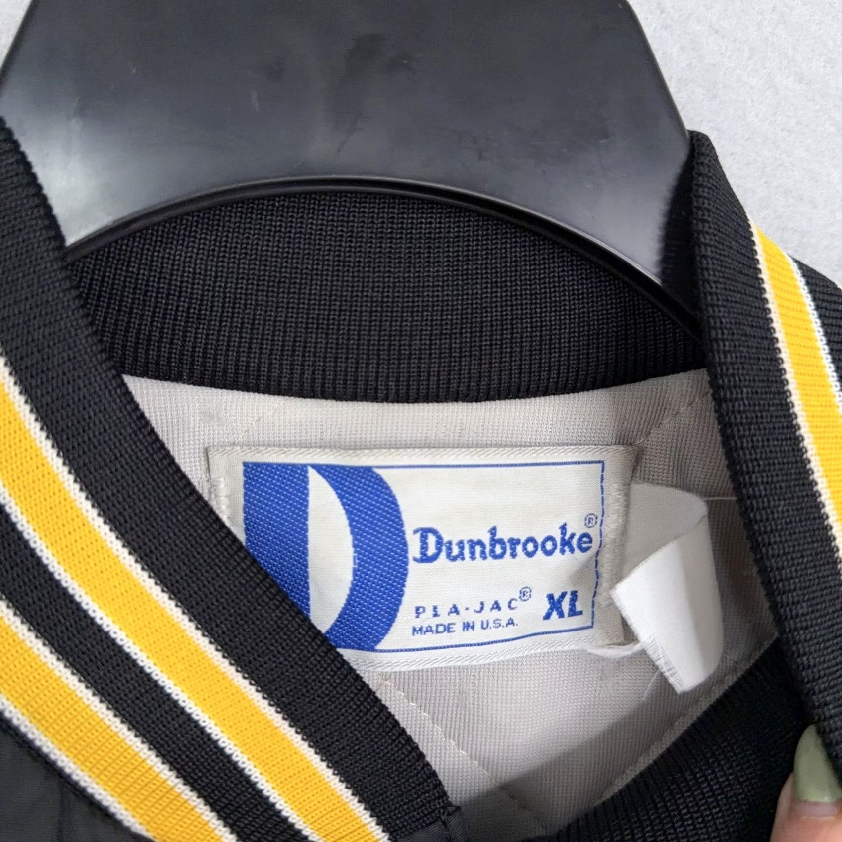 Dunbrooke VINTAGE Dunbrooke Satin Varsity Jacket XL Black Mens 90s L'Anse Creuse North USA Size US XL / EU 56 / 4 - 4 Thumbnail