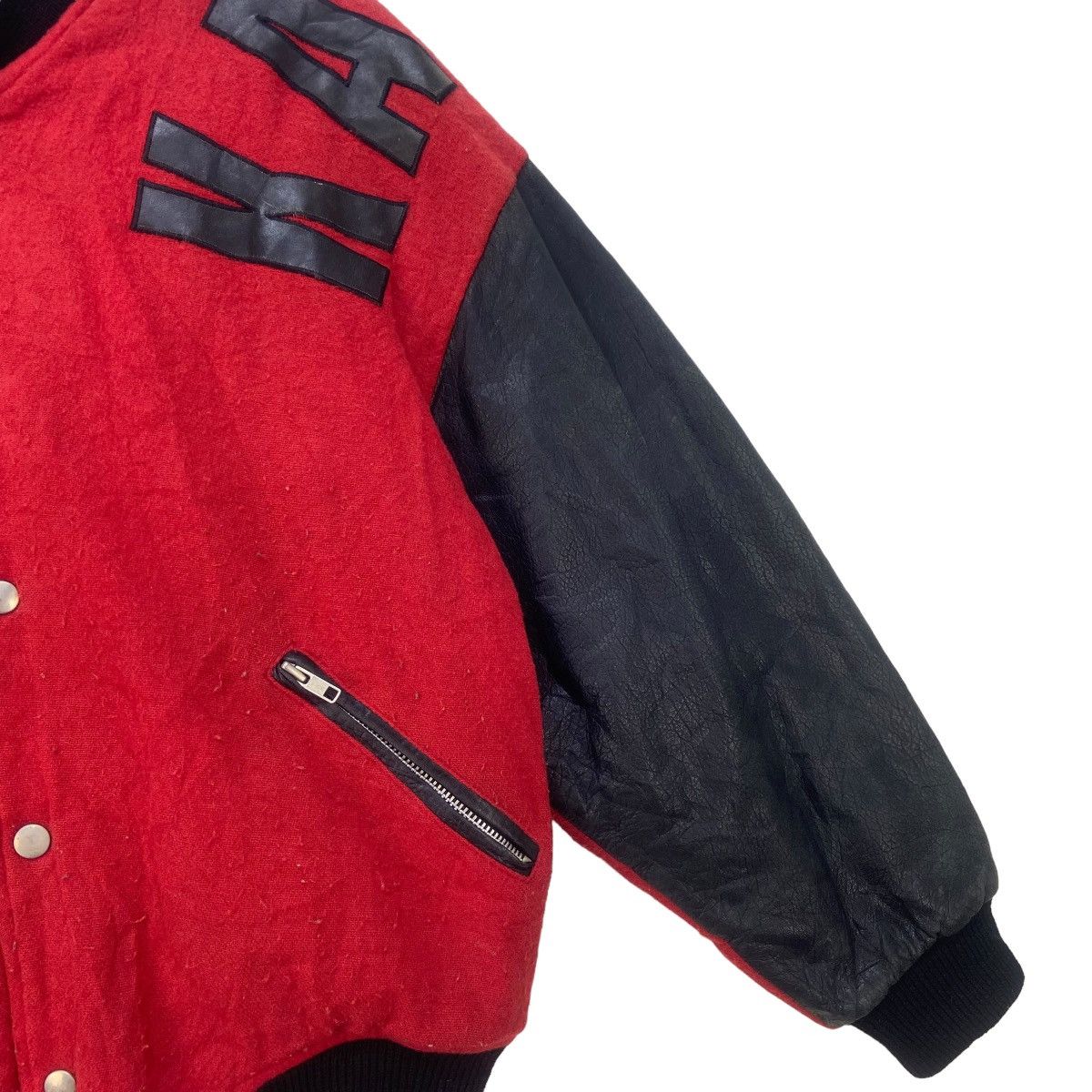 Kansai Yamamoto Vintage🔥80s Kansai Yamamoto Wool + Leather Bomber Varsity Size US S / EU 44-46 / 1 - 8 Thumbnail