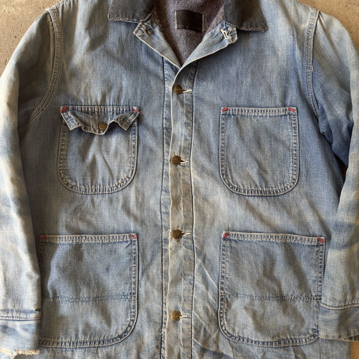 Vintage Sears Thrashed Faded Distressed Chore Coat ERD Grunge RRL Size US L / EU 52-54 / 3 - 7 Thumbnail