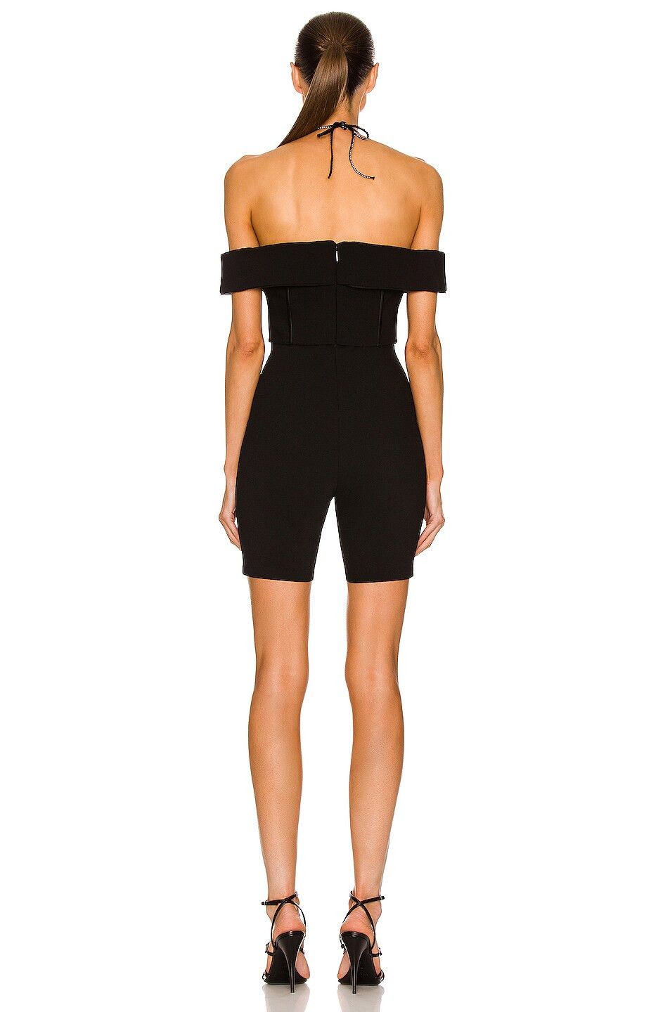 Saint Laurent Paris o1s1wg111024 Bustier Playsuit in Wool in Black Size 28" / US 6 / IT 42 - 4 Thumbnail
