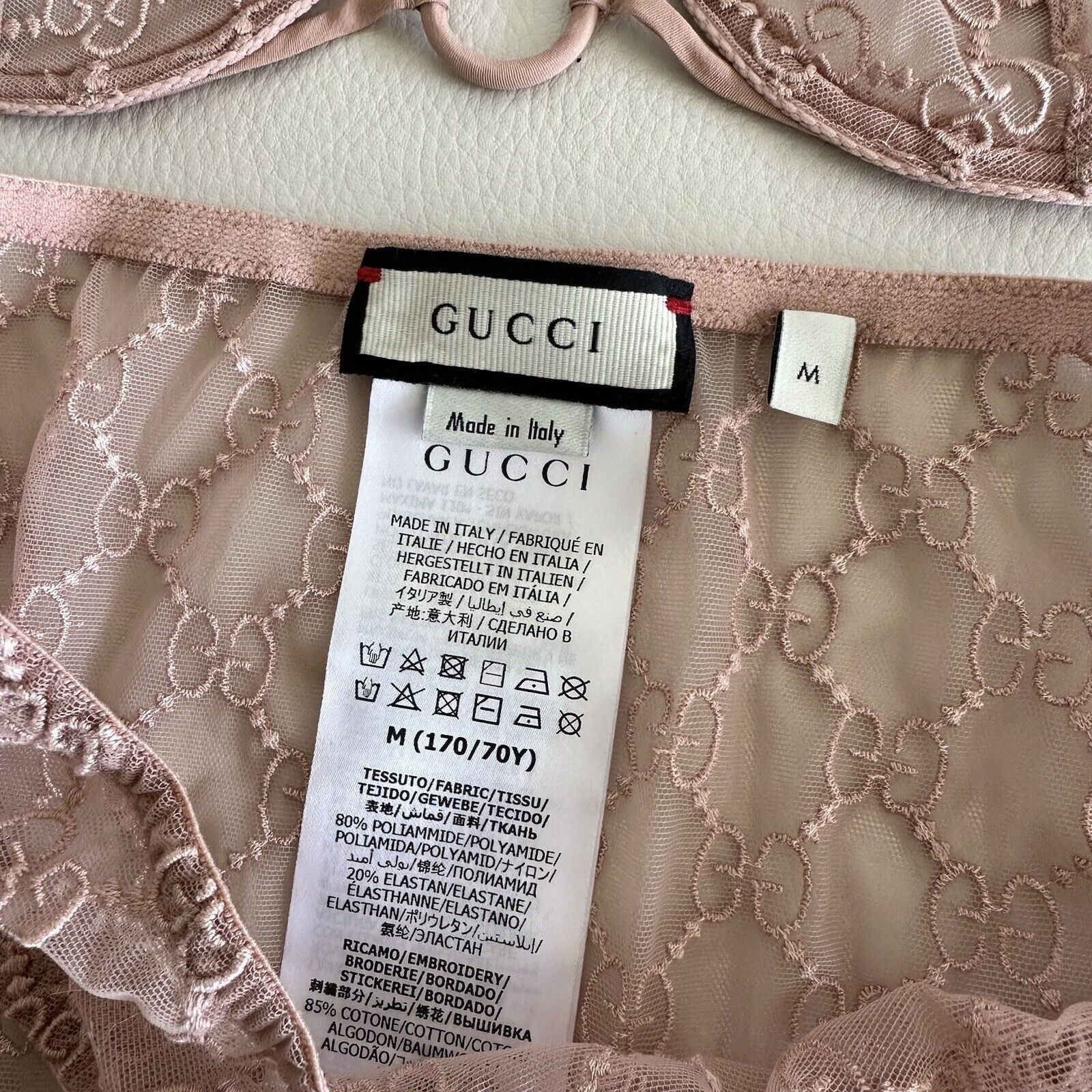 Gucci NWT GUCCI LINGERIE SET PINK GG TULLE LACE BOWS NECK AROUND H Size M / US 6-8 / IT 42-44 - 7 Thumbnail