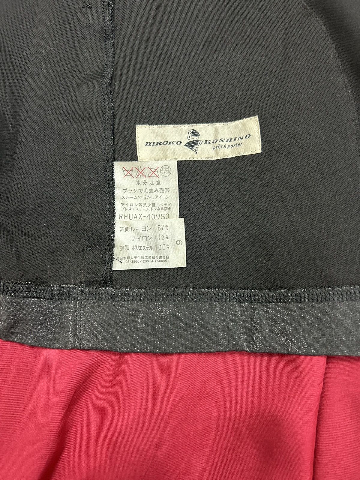 Hiroko Koshino Homme × Japanese Brand × Vintage Vtg Hiroko Koshino Detachable Hoodie Lining Wool Long Jacket Size M / US 6-8 / IT 42-44 - 11 Thumbnail