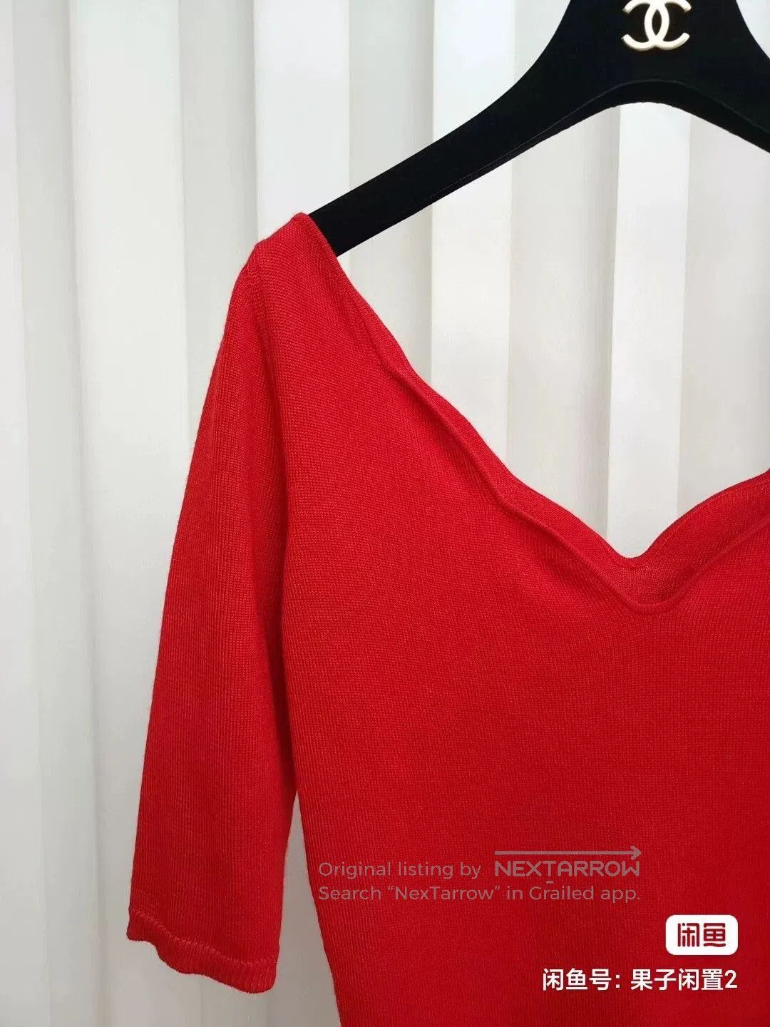 Dior dior red scalloped neckline knit top. Size US M / EU 48-50 / 2 - 8 Thumbnail