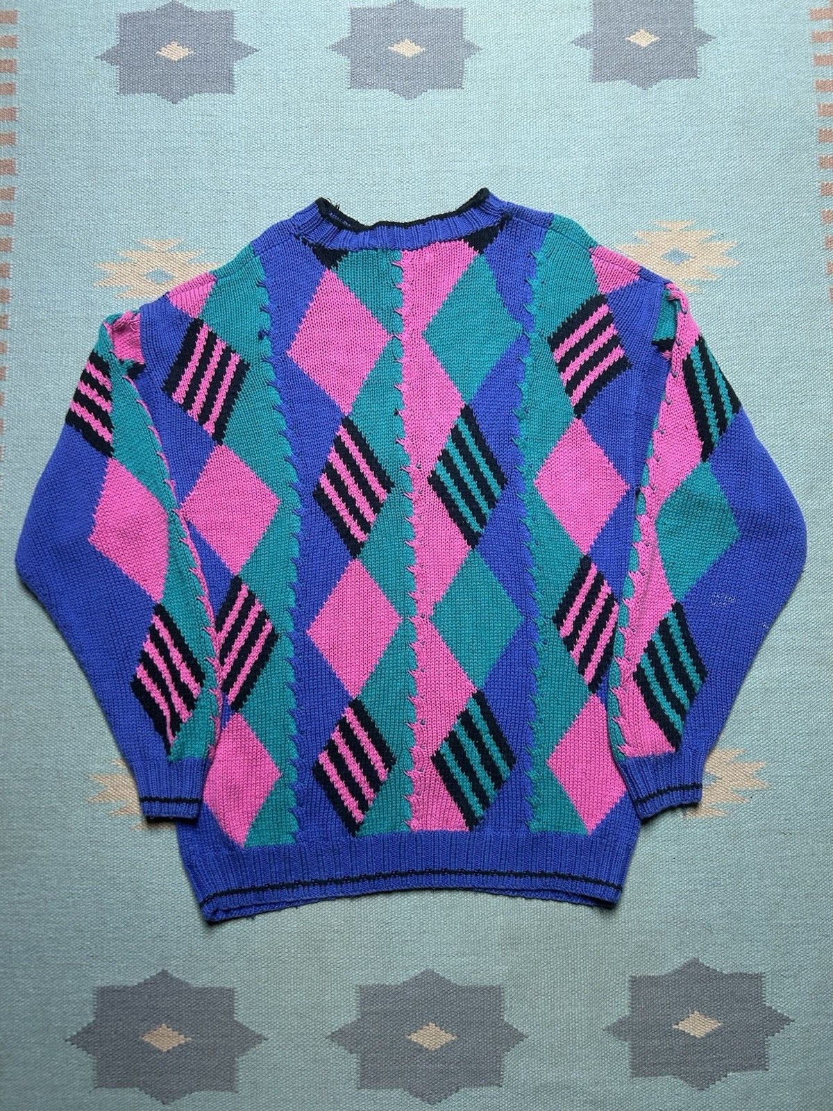 Vintage Vtg head knit sweater acryli cotton ski abstract geometric M Size US M / EU 48-50 / 2 - 5 Thumbnail