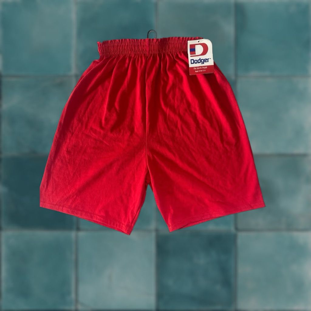 Vintage VINTAGE Dodger Gym Shorts Mens S Red 90s Deadstock NWT Made in USA Athletic 50/50 Drawstring Waist 6” Inseam Size US 29 - 1 Thumbnail
