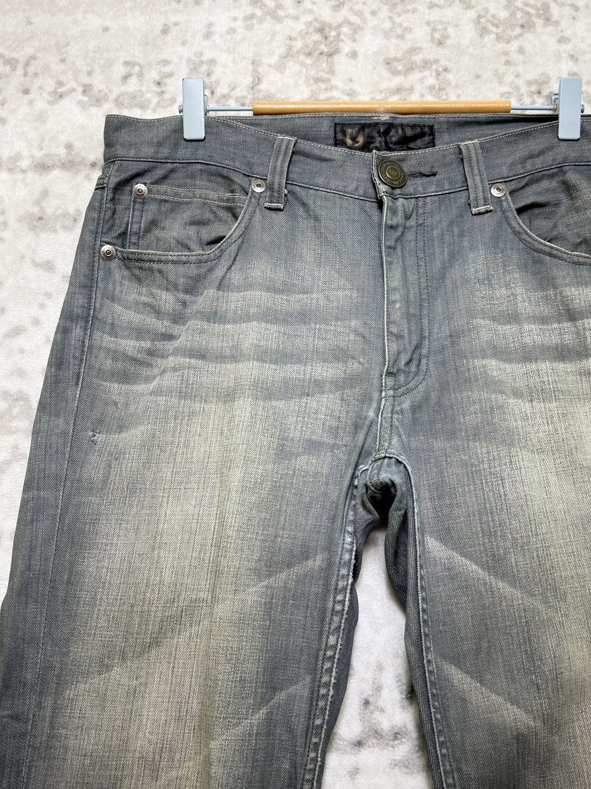Kapital Vintage Back Number Claw Marks Straight Faded Grey Jeans Size US 34 / EU 50 - 4 Thumbnail