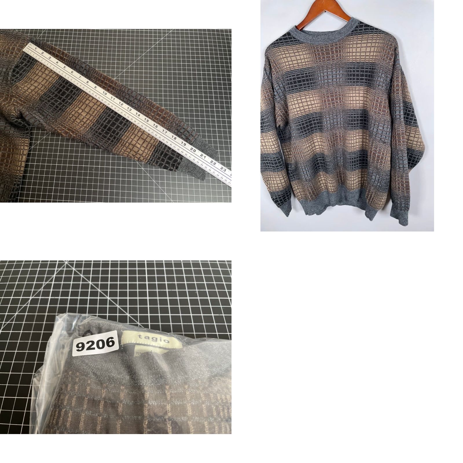 Vintage VINTAGE Tagio Wool Blend Check Sweater Adult Large Brown Lightweight Knit 90s Dad Preppy Mens Size US L / EU 52-54 / 3 - 8 Thumbnail