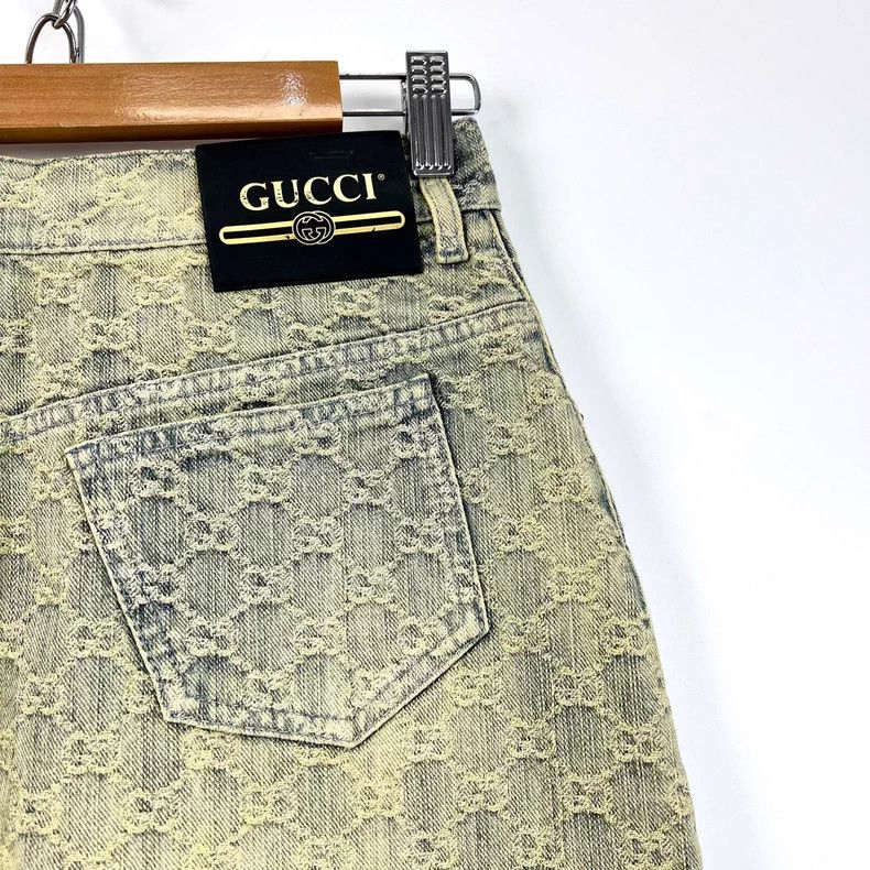 Gucci Gucci Washed blue old double G letter jacquard A-shaped de Size 27" / US 4 / IT 40 - 5 Thumbnail