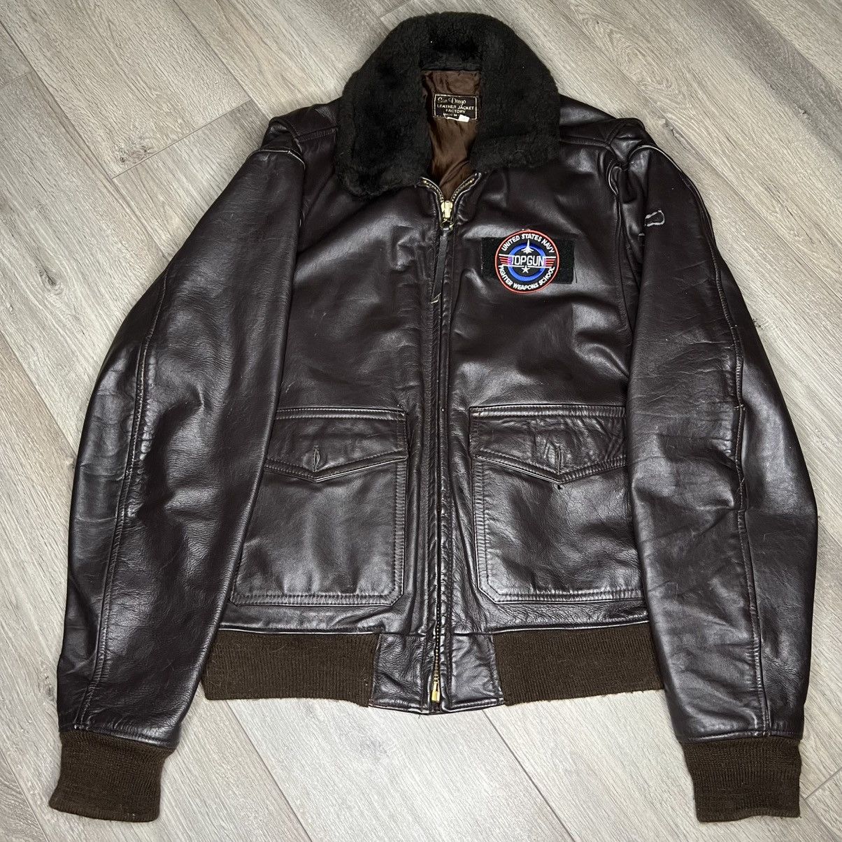 Other × Vintage Top Gun Navy Leather jacket Size US L / EU 52-54 / 3 - 1 Thumbnail