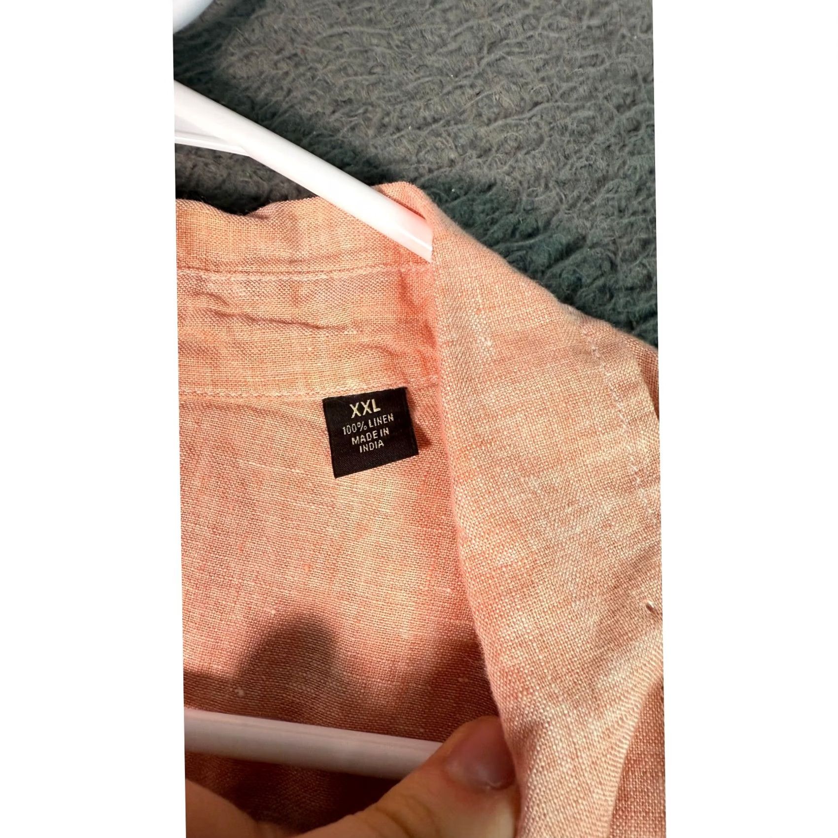 Tasso Elba Tasso Elba Linen Button Up Shirt Short Sleeve Casual Peach XXL Size US XXL / EU 58 / 5 - 6 Thumbnail