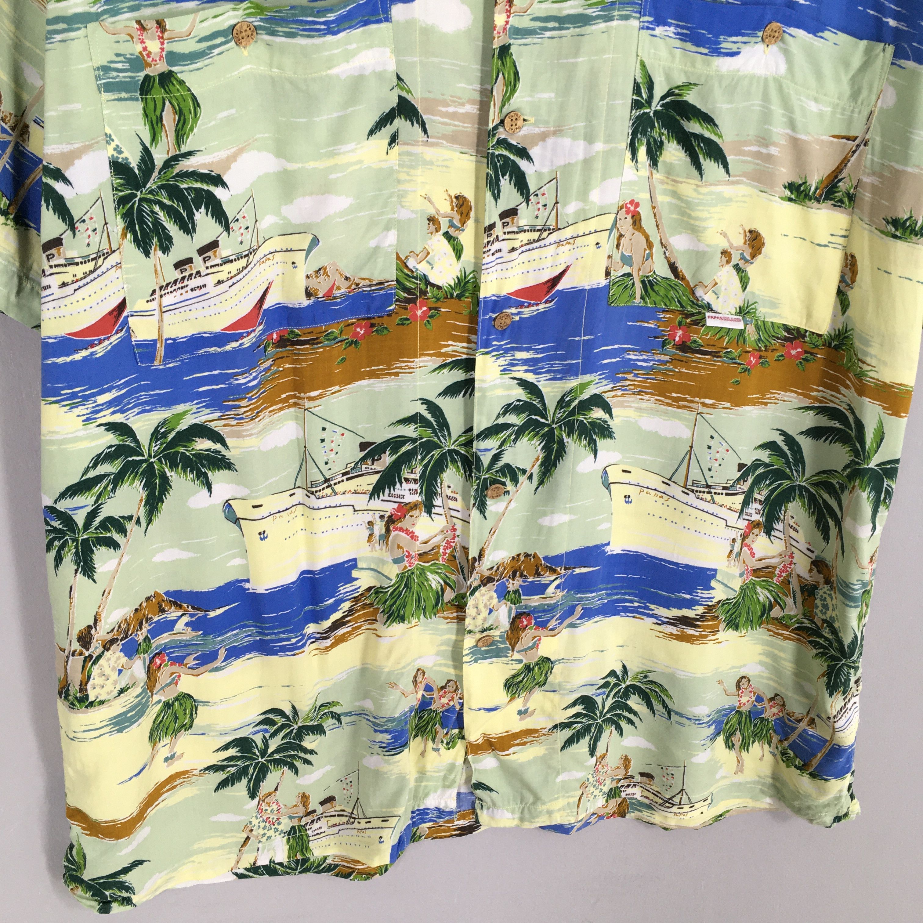 Other Vintage 1980s Hawaiian Papas Big Ship Tropical Shirt Large Size US L / EU 52-54 / 3 - 4 Thumbnail