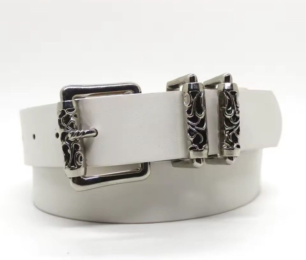Japanese Brand × Leather Y2K 2000s Silver Cross Hip Hop Skater Black Roller Belt Size ONE SIZE - 1 Thumbnail