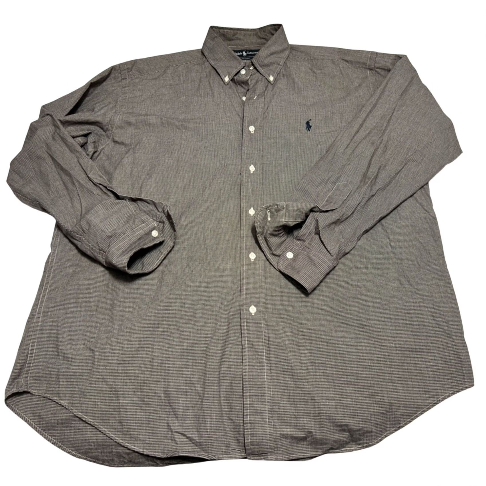 Polo Ralph Lauren Ralph Lauren Blaire L Button Down Shirt Men's Brown White Micro Check Pony Logo Shirt Size US L / EU 52-54 / 3 - 2 Thumbnail