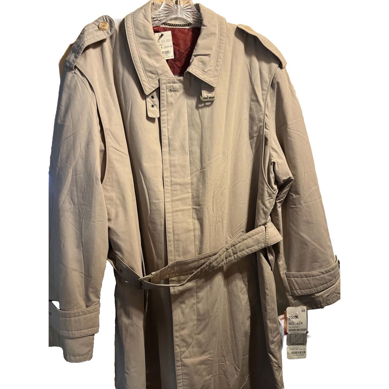 Other Valmeline Men 48 Beige Cotton Polyester Rayon Trenchcoat NWT Size US XL / EU 56 / 4 - 1 Thumbnail