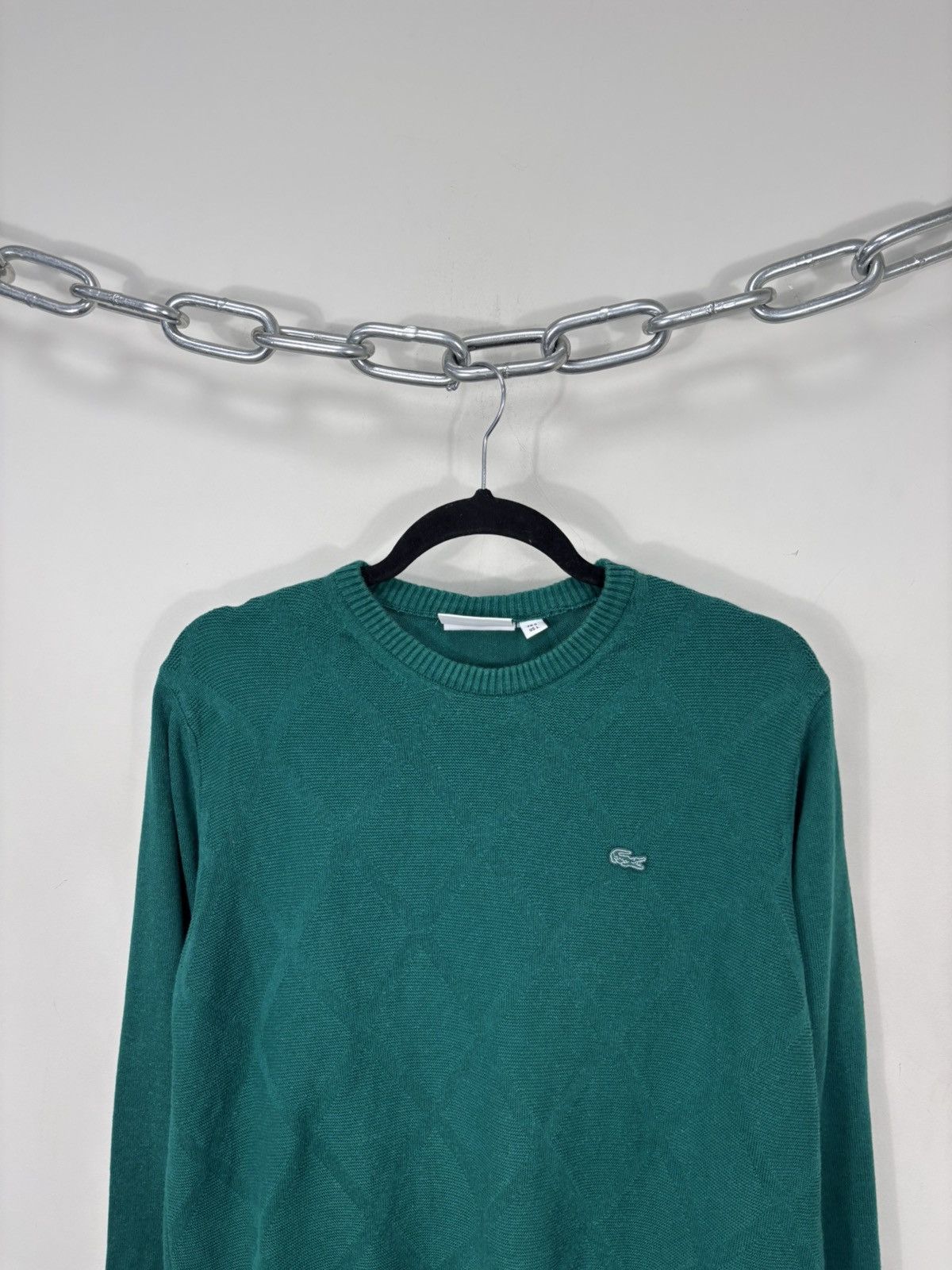 Lacoste Lacoste Men’s Argyle Knit Pattern Cotton Green Sweater Size US L / EU 52-54 / 3 - 2 Thumbnail