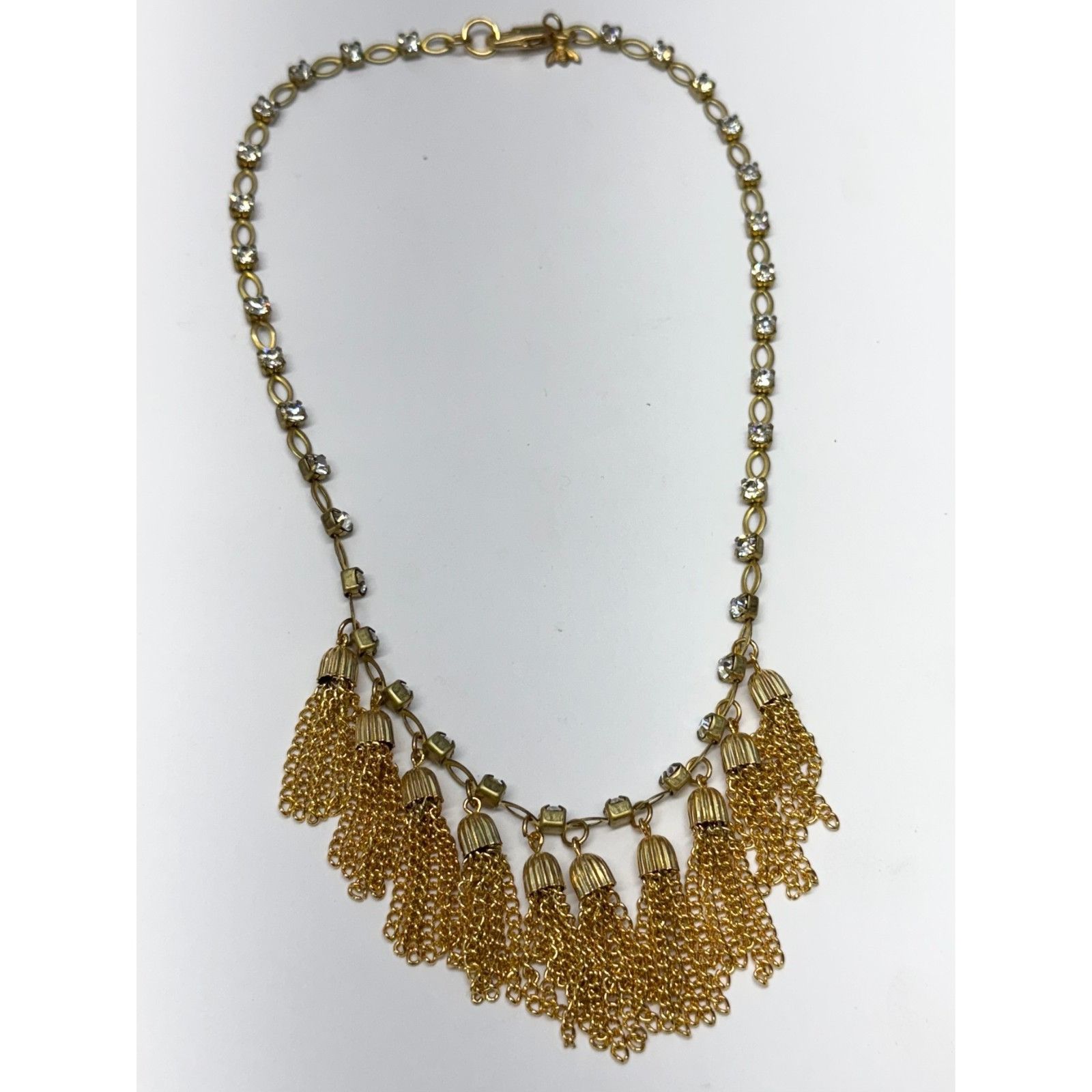 Vintage Vintage rhinestone chain tassel fringe collar necklace Size ONE SIZE - 2 Thumbnail